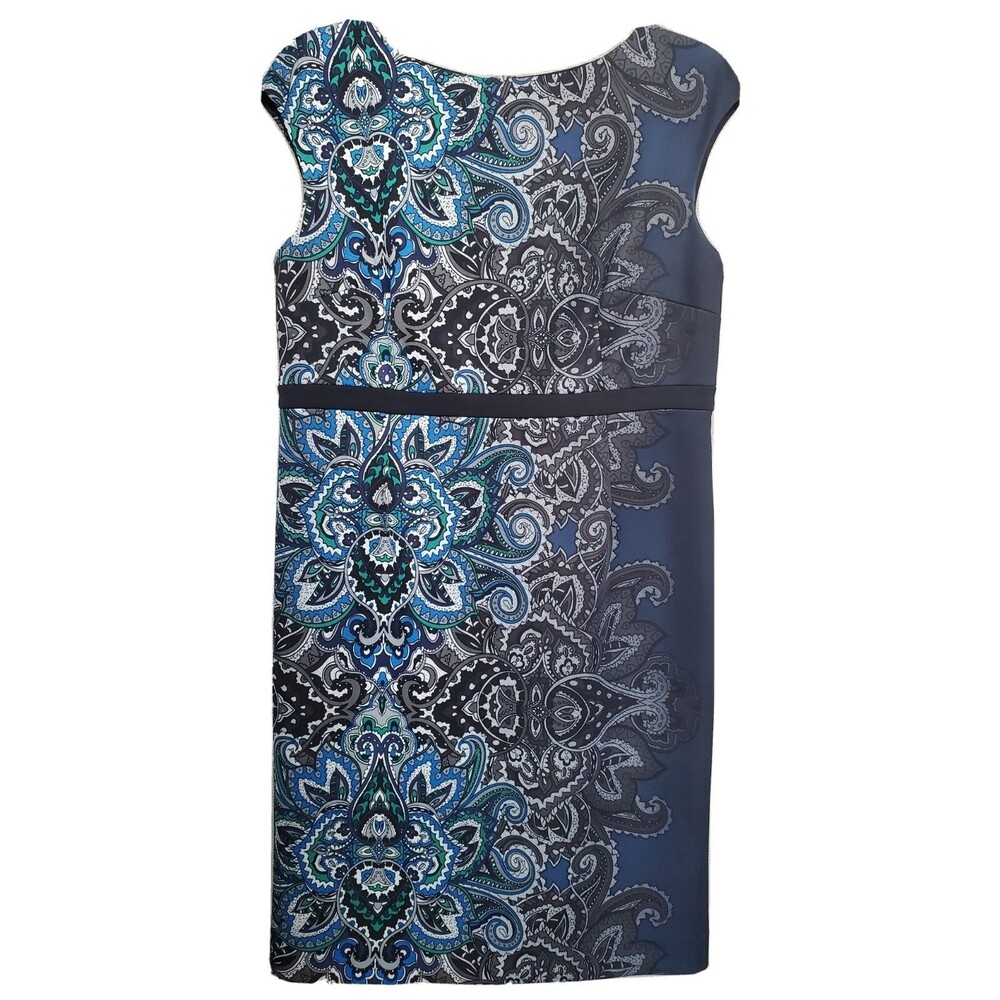 Chico’s Paisley Ombre Sleeveless Sheath Dress Size 1 Medium Lined Stretch